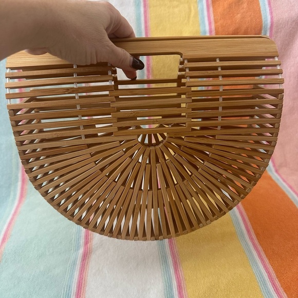 Bamboo crescent ark moon clutch purse handbag - Picture 8 of 8